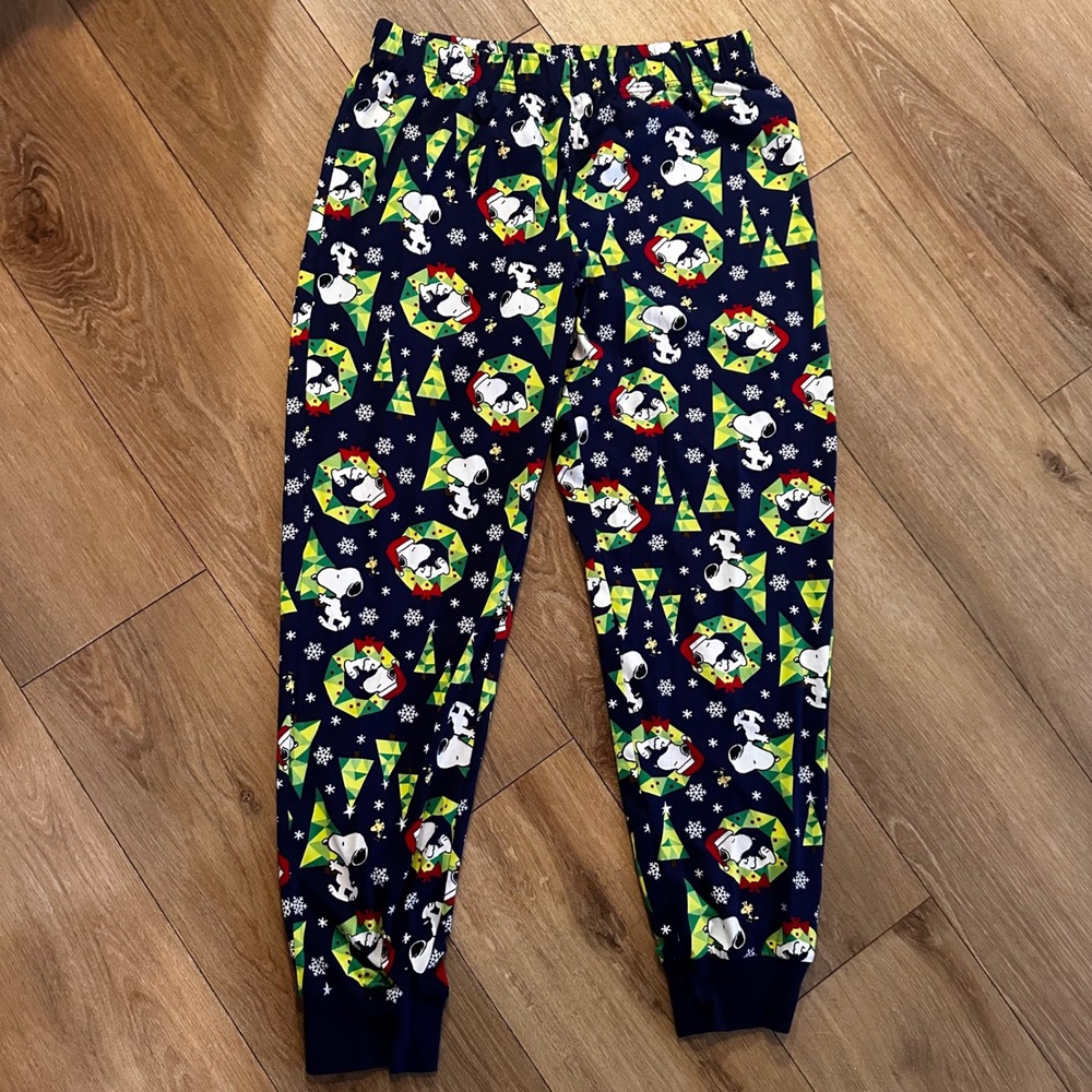Peanuts Snoopy Christmas Jogger Pajama Pants Mens Medium Navy Holiday LZ45301SB